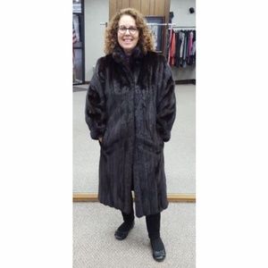 Natural Letout Mahogany Mink Fur 42" Coat